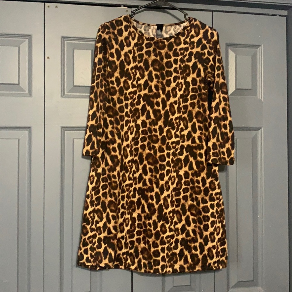 A&D Long- 3/4 length sleeve leopard printed dress. Worn Once.